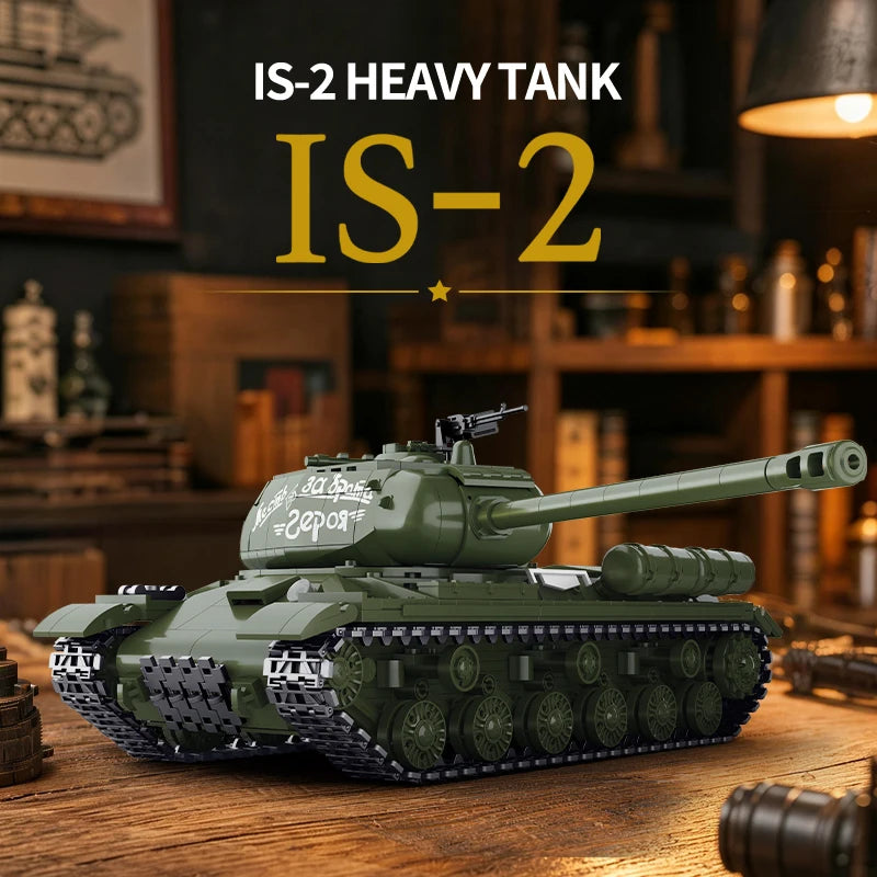 IS-2 Heavy Tank — 1,485-Piece WWII Military Building Block Model