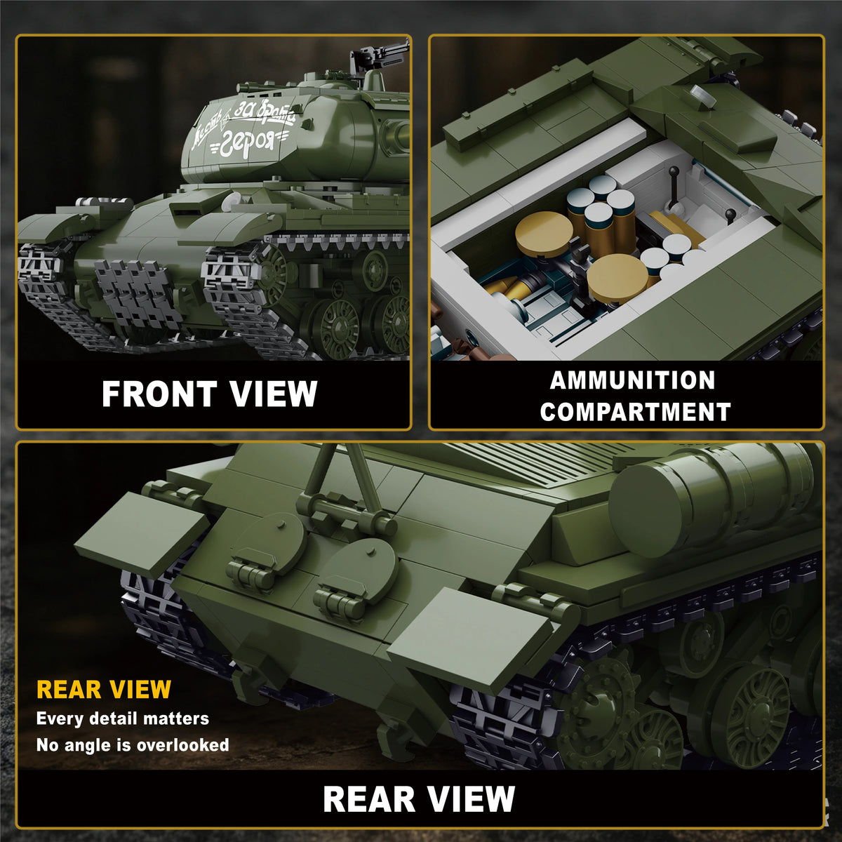 IS-2 Heavy Tank — 1,485-Piece WWII Military Building Block Model